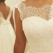 Beautiful Wedding Dresses Simple A-line Lace Floor-length Chiffon Bridal Gown JKW114