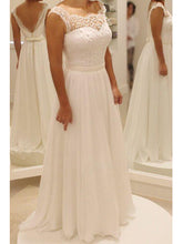 Beautiful Wedding Dresses Simple A-line Lace Floor-length Chiffon Bridal Gown JKW114