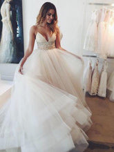 Sexy Wedding Dresses Spaghetti Straps Sweep/Brush Train Tulle Bridal Gown JKW121|Annapromdress