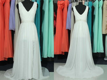 Beautiful Wedding Dresses A-line Short Train Ivory Chiffon Bridal Gown JKW122