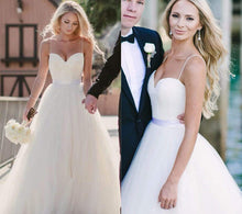 Beautiful Wedding Dresses Ivory Spaghetti Straps Short Train Tulle Sexy Bridal Gown JKW124|Annapromdress