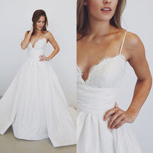 Beach Wedding Dresses Spaghetti Straps Sexy Taffeta Bridal Gown JKW127|Annapromdress