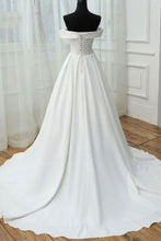 Chic Wedding Dresses Off-the-shoulder Lace-up Satin Sexy Bridal Gown JKW131