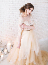 Lace Wedding Dresses A-line Scoop Sweep/Brush Train Sexy Bridal Gown JKW132