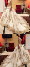 Two Piece Wedding Dresses Ball Gown V-neck Long Sleeve Sexy Bridal Gown JKW143