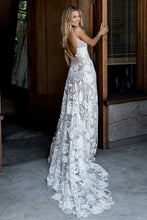 Sexy Wedding Dresses Sheath Column Sweep Train Rose Lace Chic Bridal Gown JKW146|Annapromdress