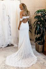 Chic Wedding Dresses Sheath Column Off-the-shoulder Lace Sexy Bridal Gown JKW147