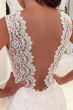 Mermaid Wedding Dresses Straps Sweep Train Appliques Sexy Bridal Gown JKW148
