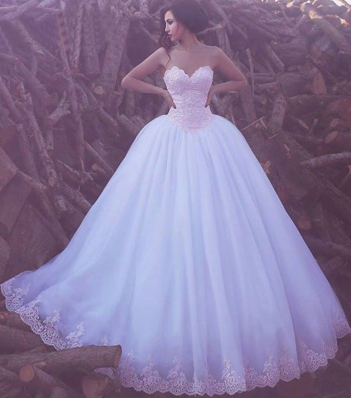 Ball Gown Wedding Dresses Sweetheart Floor-length Lace Big White Brida Anna PromDress Ball Gown Wedding Dresses Sweetheart Floor-length Lace Big White Brida Anna PromDress