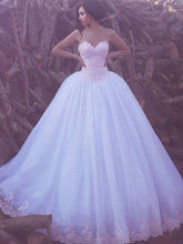 Ball Gown Wedding Dresses Sweetheart Floor-length Lace Big White Bridal Gown JKW167