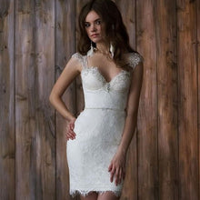 Beautiful Wedding Dresses Sweetheart Brush Train Sexy Lace Short Bridal Gown JKW168