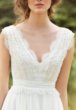 Simple Wedding Dresses V-neck Floor-length Chiffon Sexy Lace Bridal Gown JKW170|Annapromdress
