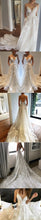 Beautiful Wedding Dresses A-line Spaghetti Straps Brush Train Appliques Ivory Tulle Bridal Gown JKW177