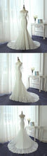 Mermaid Wedding Dresses Scoop Lace-up Brush Train Beautiful Lace Ivory Bridal Gown JKW179