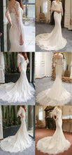Mermaid Wedding Dresses Scoop Lace-up Brush Train Beautiful Lace Ivory Bridal Gown JKW179