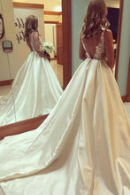 Ball Gown Wedding Dresses Vneck Open Back Sweep Train Lace Big Bridal Gown JKW187|Annapromdress