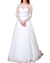 Lace Wedding Dresses Bateau Sweep Train Sexy Open Back White Bridal Gown JKW189|Annapromdress