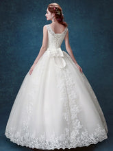 Ball Gown Wedding Dresses Scoop Lace-up Appliques Bowknot Big Bridal Gown JKW191|Annapromdress
