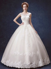 Ball Gown Wedding Dresses Scoop Lace-up Appliques Bowknot Big Bridal Gown JKW191|Annapromdress
