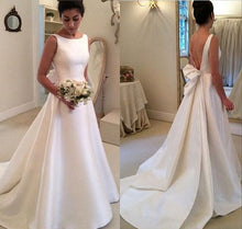 Open Back Wedding Dresses Aline Backless Simple Cheap Long Train Bridal Gown JKW192|Annapromdress