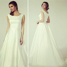 Cheap Wedding Dresses Aline Vintage Long Train Romantic Simple Bridal Gown JKW196|Annapromdress