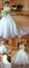 Ball Gown Wedding Dresses Romantic Long Train Luxury Lace Big Bridal Gown JKW197|Annapromdress