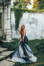 Black Romantic Wedding Dresses Colored Modest Long Train Lace Big Bridal Gown JKW202|Annapromdress