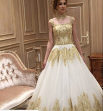 Beautiful Wedding Dresses Long Train Romantic Gold Appliques Big Bridal Gown JKW204|Annapromdress