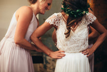 Sparkly Wedding Dresses Romantic A-line V-neck Beading Sexy Chiffon Bridal Gown JKW207|Annapromdress