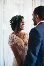 Sparkly Wedding Dresses Romantic A-line V-neck Beading Sexy Chiffon Bridal Gown JKW207|Annapromdress