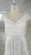 Sparkly Wedding Dresses Romantic A-line V-neck Beading Sexy Chiffon Bridal Gown JKW210|Annapromdress