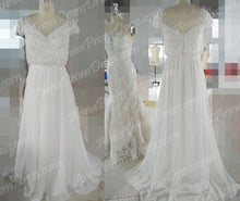 Sparkly Wedding Dresses Romantic A-line V-neck Beading Sexy Chiffon Bridal Gown JKW210|Annapromdress