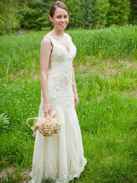 Beach Wedding Dresses Sheath Straps V-neck Chiffon Lace Sexy Bridal Gown JKW211|Annapromdress