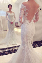 Long Sleeve Wedding Dresses Off-the-shoulder Mermaid Lace Chic Bridal Gown JKW213|Annapromdress