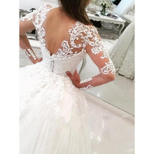 Luxury Wedding Dresses Long Sleeve Sheath V-neck Long Train Lace Sexy Big Bridal Gown JKW217|Annapromdress