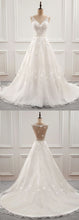 Open Back Wedding Dresses Long Train Romantic Appliques Simple Bridal Gown JKW218|Annapromdress
