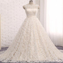 Open Back Wedding Dresses Romantic Ball Gown Long Train Beautiful Lace Bridal Gown JKW222|Annapromdress