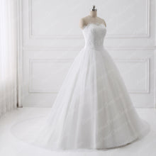 Ball Gown Wedding Dresses Sweetheart Sweep Train Lace Tulle Romantic Bridal Gown JKW223|Annapromdress