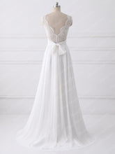 Cheap Wedding Dresses V-neck Aline Short Train Open Back Lace Simple Bridal Gown JKW224|Annapromdress