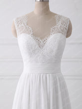 Cheap Wedding Dresses V-neck Aline Short Train Open Back Lace Simple Bridal Gown JKW224|Annapromdress