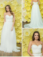 Simple Wedding Dresses Sweep Train A-line Lace Sweetheart Chic Bridal Gown JKW225|Annapromdress