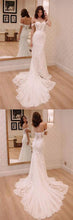 Lace Wedding Dresses Sheath Off-the-shoulder Long Train Sexy Bridal Gown JKW229|Annapromdress