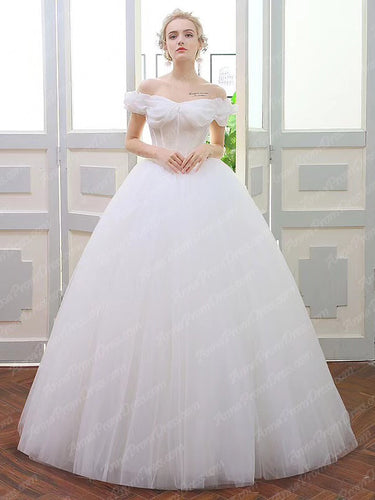 Romantic Wedding Dresses Off-the-shoulder Ball Gown Tulle Simple Bridal Gown JKW231|Annapromdress