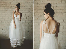 Simple Wedding Dresses A-line Straps V-neck Long Sexy Cheap Beach Bridal Gown JKW233|Annapromdress