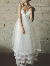 Simple Wedding Dresses A-line Straps V-neck Long Sexy Cheap Beach Bridal Gown JKW233|Annapromdress