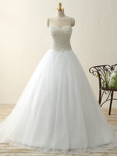 Romantic Wedding Dresses Sweetheart Pearl Ball Gown Sweep Train Bridal Gown JKW243|Annapromdress