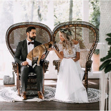 Two Piece Wedding Dresses Off-the-shoulder Lace Short Sleeve Chiffon Simple Bridal Gown JKW254|Annapromdress