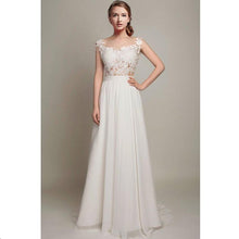 Simple Cheap Wedding Dresses Scoop Short Train Romantic Chiffon Open Back Bridal Gown JKW257|Annapromdress