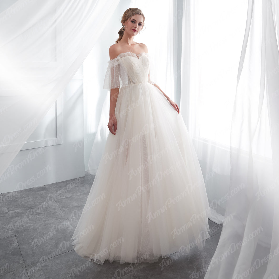 Half Sleeve Wedding Dresses A-line Short Train Elegant Simple Romantic Anna PromDress Half Sleeve Wedding Dresses A-line Short Train Elegant Simple Romantic Anna PromDress