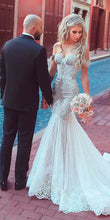 Lace Wedding Dresses Off-the-shoulder Romantic Long Train Mermaid Bridal Gown JKW263|Annapromdress